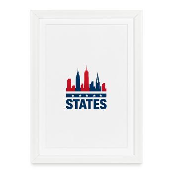 Patriote américain Skyline - Affiche encadrée (27 × 37 cm) - blanc - Devant