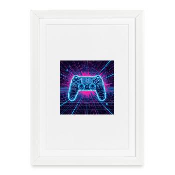 Neon Gaming Universe - Framed poster (27 × 37 cm) - white - Front