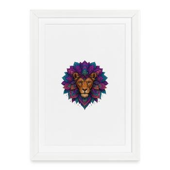 Lion's Mandala Flower - Framed poster (27 × 37 cm) - white - Front