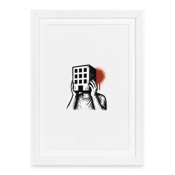 Building Mask - Artistic Illustration - Framed poster (27 × 37 cm) - white - Front
