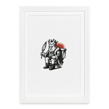 King on throne with a feather - Framed poster (27 × 37 cm) - white - Front