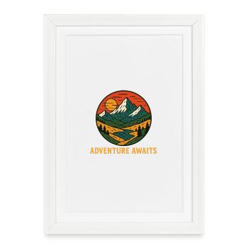 L’aventure vous attend dans les paysages de montagne - Affiche encadrée (27 × 37 cm) - blanc - Devant