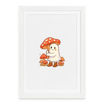 Ghost with an umbrella - a mushroom - Framed poster (27 × 37 cm) - white - Front
