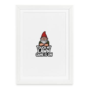 Nain de jardin menaçant toucher pelouse - Affiche encadrée (27 × 37 cm) - blanc - Devant