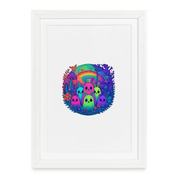 Neon Monster Friends - Framed poster (27 × 37 cm) - white - Front