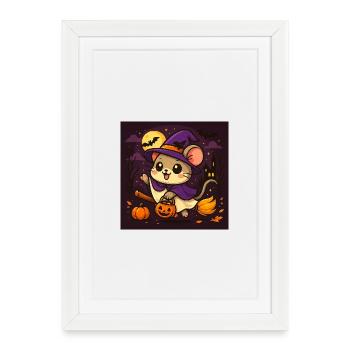 Cute Halloween Mouse as a Witch - Framed poster (27 × 37 cm) - white - Front