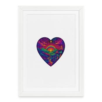 Rainbow Heart Landscape - Framed poster (27 × 37 cm) - white - Front