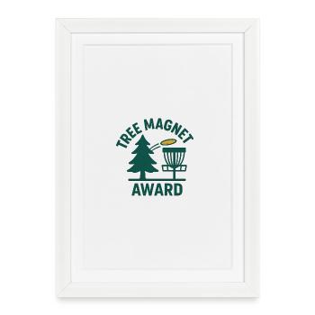 Prix de l’aimant d’arbre – Conception amusante de disc golf - Affiche encadrée (27 × 37 cm) - blanc - Devant