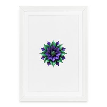 Fleur vert pourpre - Affiche encadrée (27 × 37 cm) - blanc - Devant