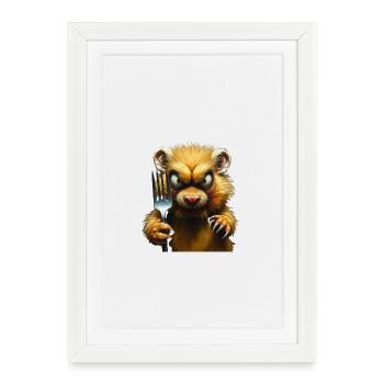 Horror hamster with fork - Framed poster (27 × 37 cm) - white - Front