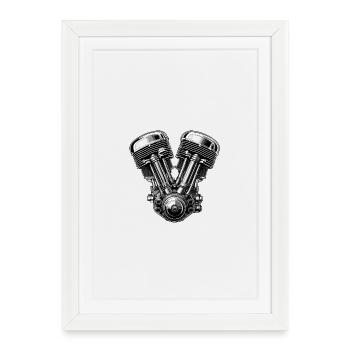 Graphique du moteur V-Twin chromé - Affiche encadrée (27 × 37 cm) - blanc - Devant