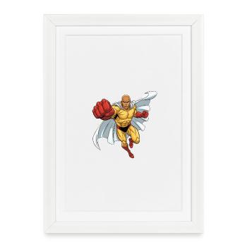 Supperheld Hero Power Jump Without Hair With Bald Head - Framed poster (27 × 37 cm) - white - Front