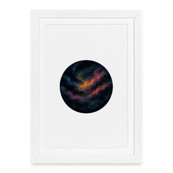 Ciel tourbillonnant nocturne orangé - Affiche encadrée (27 × 37 cm) - blanc - Devant