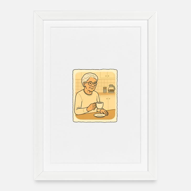 Le moment café de grand-mère - Affiche encadrée (27 × 37 cm) - blanc