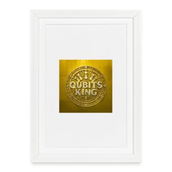 Conception de la pièce d’or Qubits King - Affiche encadrée (27 × 37 cm) - blanc - Devant