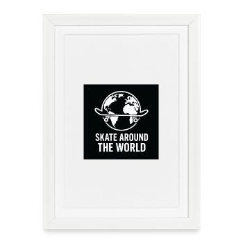 Patiner autour du monde - Affiche encadrée (27 × 37 cm) - blanc - Devant