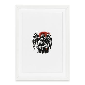 Ange avec l’intention de graffiti - Affiche encadrée (27 × 37 cm) - blanc - Devant