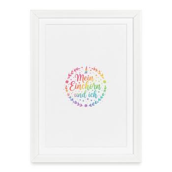 Ma licorne et moi Cercle arc-en-ciel - Affiche encadrée (27 × 37 cm) - blanc - Devant