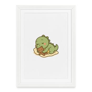Dors bien, petit dino - Affiche encadrée (27 × 37 cm) - blanc - Devant