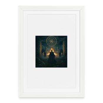Anneau runique de magie nocturne - Affiche encadrée (27 × 37 cm) - blanc - Devant