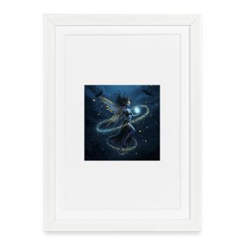 Fée magique de la lune à la lumière de la nuit - Affiche encadrée (27 × 37 cm) - blanc - Devant