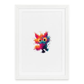 Watercolor_Spiky_Cat_Art - Affiche encadrée (27 × 37 cm) - blanc - Devant