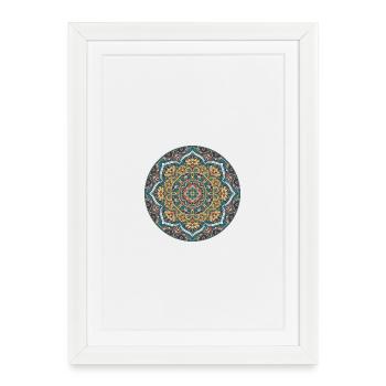 Mandala Circle Pattern in Blue Gold - Framed poster (27 × 37 cm) - white - Front
