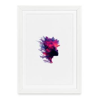 Fiery_Nebula_Woman_Profile_Silhouette - Affiche encadrée (27 × 37 cm) - blanc - Devant