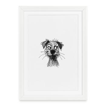 Croquis Chien Portrait Effronté - Affiche encadrée (27 × 37 cm) - blanc - Devant