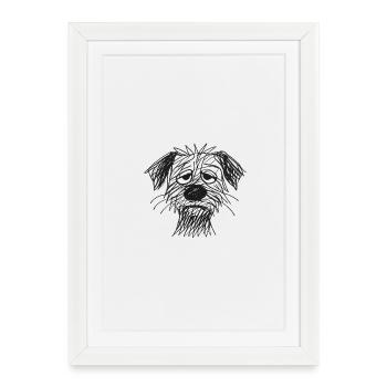 Sketch Dog Portrait Exhausted - Framed poster (27 × 37 cm) - white - Front