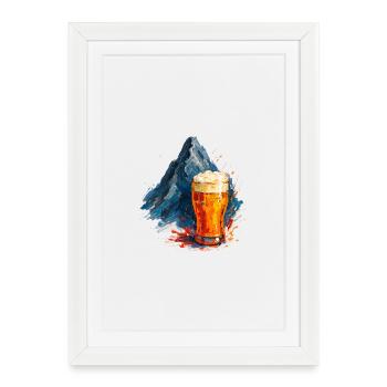 Beer and mountain panorama - Framed poster (27 × 37 cm) - white - Front