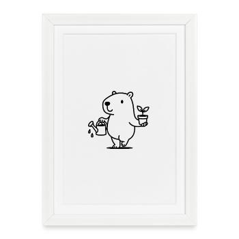 Capybara doux en tant que jardinier - Affiche encadrée (27 × 37 cm) - blanc - Devant