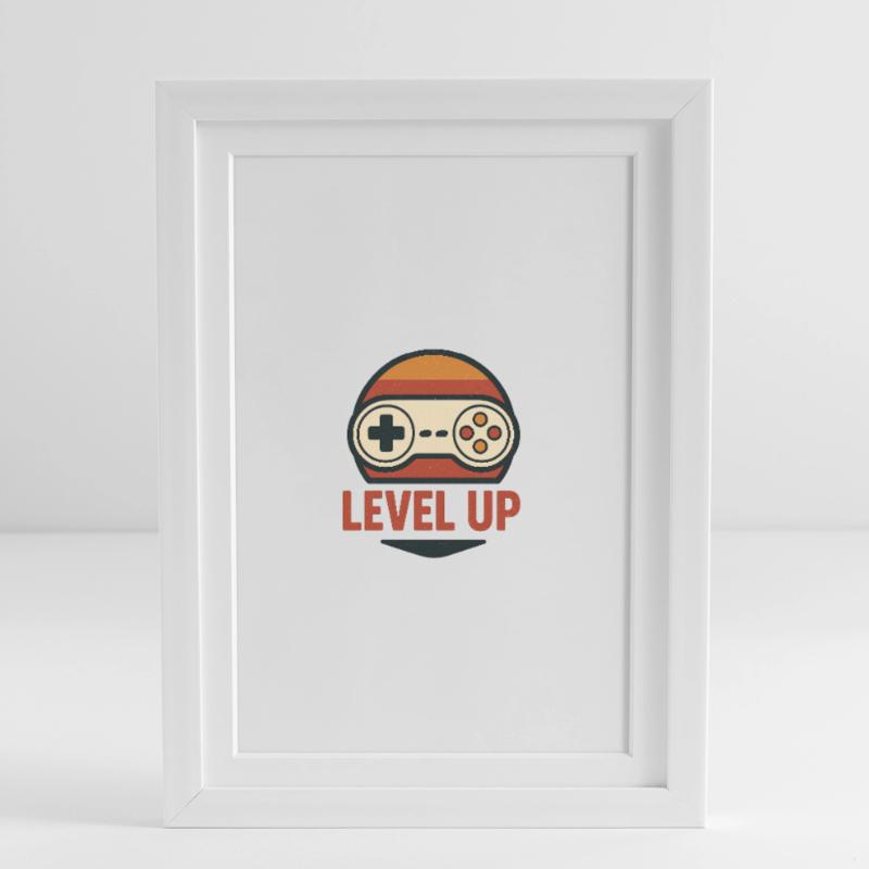 Level Up Retro Controller Graphics Framed poster (27 × 37 cm)