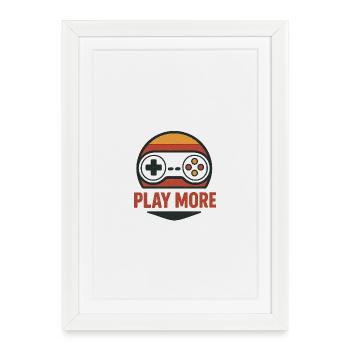 Manette rétro Motiv Play More - Affiche encadrée (27 × 37 cm) - blanc - Devant
