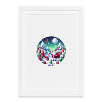Geometric Christmas Forest Santa for Christmas - Framed poster (27 × 37 cm) - white - Front