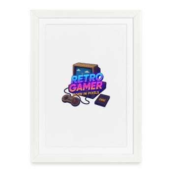 Retro Gamer né en pixels - Affiche encadrée (27 × 37 cm) - blanc - Devant
