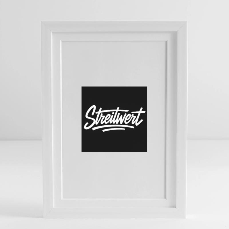 Logo Contested Script Noir Affiche encadrée (27 × 37 cm)