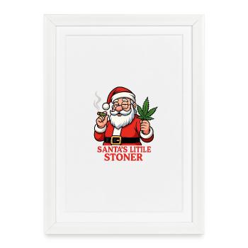 Le petit fumeur de joints du Père Noël - Affiche encadrée (27 × 37 cm) - blanc - Devant
