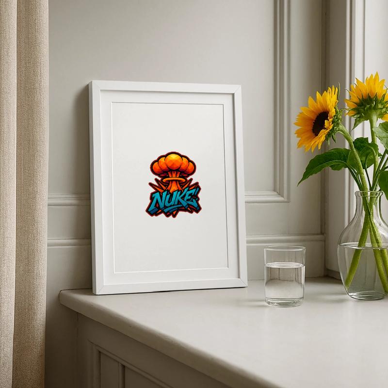 MICRO-ONDE!  - Explosion de graffitis | Design exclusif Affiche encadrée (27 × 37 cm)