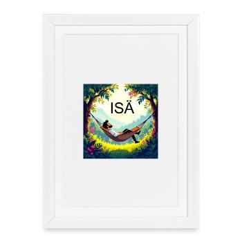 Dad in a hammock - Framed poster (27 × 37 cm) - white - Front