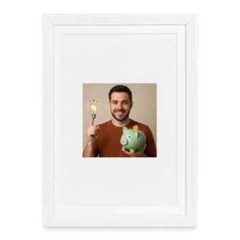 Spark of ideas and piggy bank - Framed poster (27 × 37 cm) - white - Front