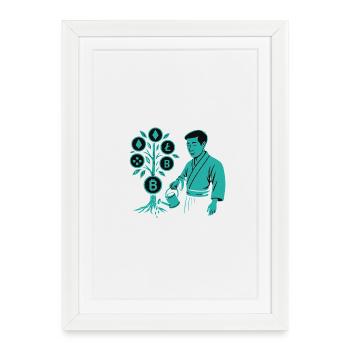 Satoshi Tree : les racines de la révolution crypto Bitcoin - Affiche encadrée (27 × 37 cm) - blanc - Devant