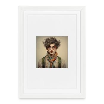 Vintage Portrait with Colorful Scarf - Framed poster (27 × 37 cm) - white - Front