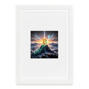 Bitcoin Summit Climb 3D - Affiche encadrée (27 × 37 cm) - blanc - Devant