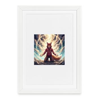 Fox in the Magic Circle Pullover Hoodie - Framed poster (27 × 37 cm) - white - Front
