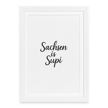 La Saxe est Supi - Affiche encadrée (27 × 37 cm) - blanc - Devant