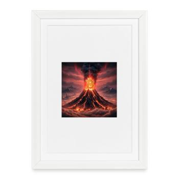 Bitcoin volcano eruption - Framed poster (27 × 37 cm) - white - Front