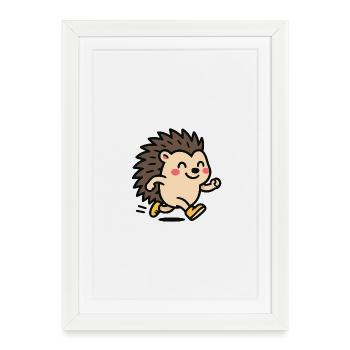 Hedgehog Sprinter Cute Mascot - Framed poster (27 × 37 cm) - white - Front