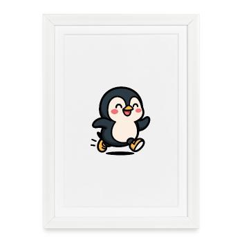 Penguin on the move: joyful leap - Framed poster (27 × 37 cm) - white - Front