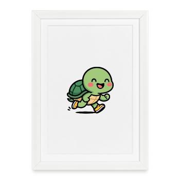 Schildkröten-Läufer-Lächeln - Gerahmtes Poster (27 × 37 cm) - Weiß - Vorne